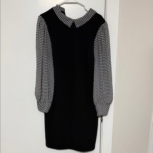 Shelby & Palmer Black Dress with Checkered Sleeves